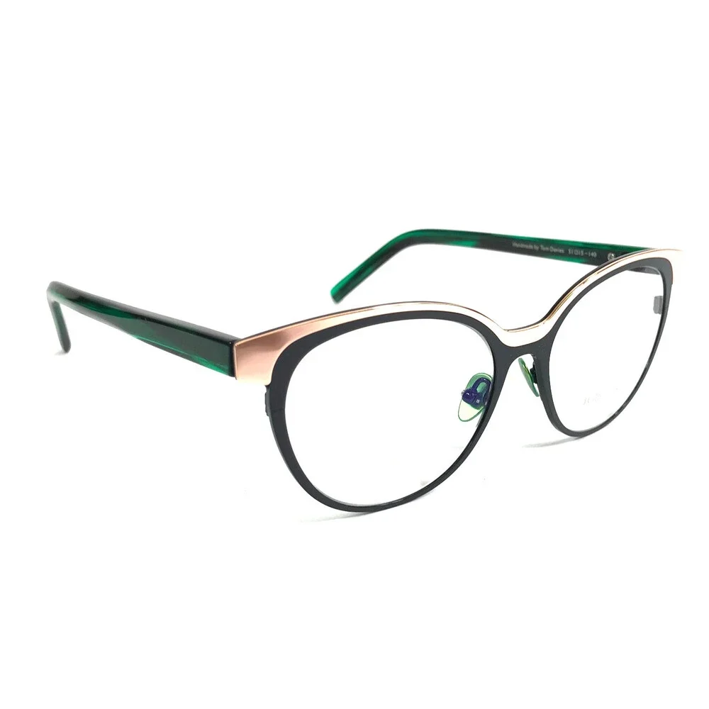 Tom Davies Eyeglasses Frames TD740 Col. 2215 Black Green Rose Gold 51-15-140